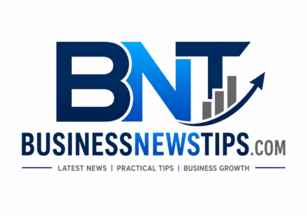 Modern BusinessNewsTips.com logo featuring bold BNT initials in blue gradient with an upward growth arrow and bar chart icon on a clean white background.