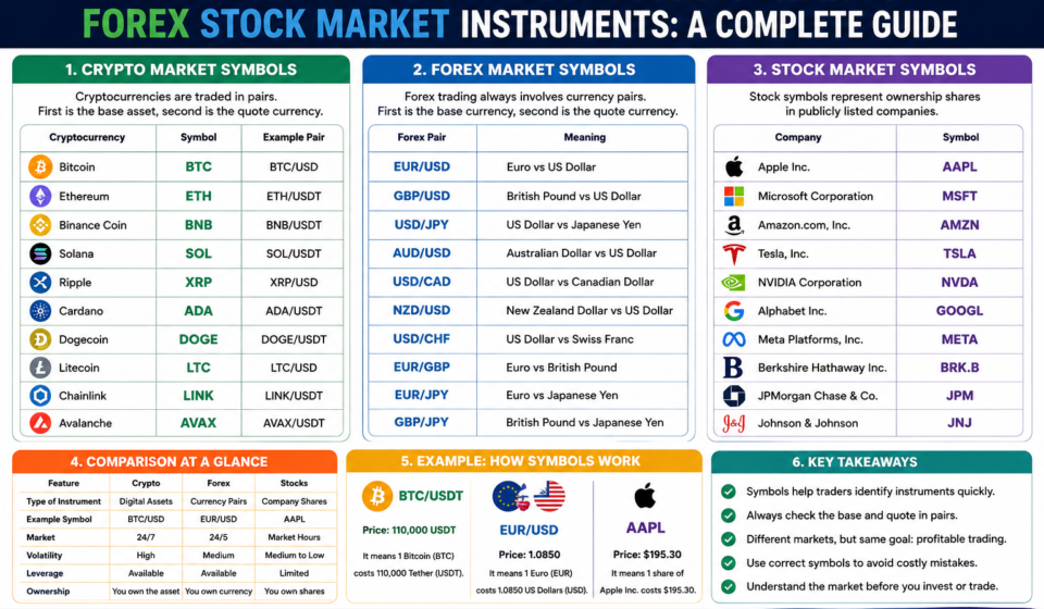 crypto market symbols corresponding forex stock market instruments