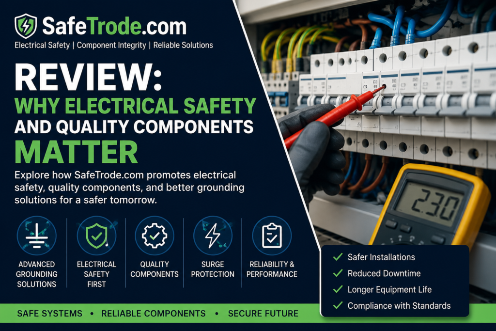 Electrician inspecting an electrical panel with circuit breakers, highlighting electrical safety and quality components.