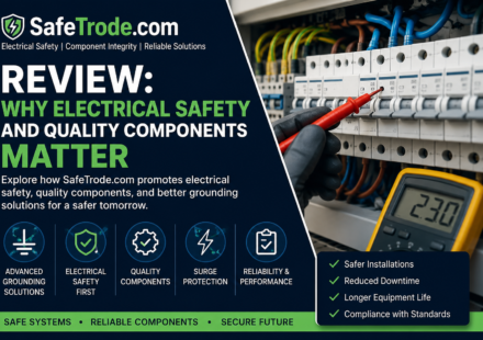 Electrician inspecting an electrical panel with circuit breakers, highlighting electrical safety and quality components.