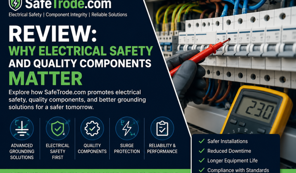 Electrician inspecting an electrical panel with circuit breakers, highlighting electrical safety and quality components.